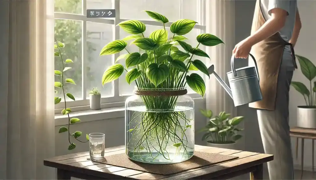 ポトスの水中栽培に必要な光量と日光なしでの育て方